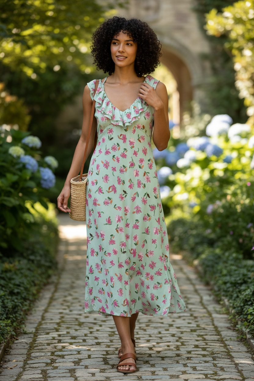Floral Maxi Dress with Ruffle Details by Zara