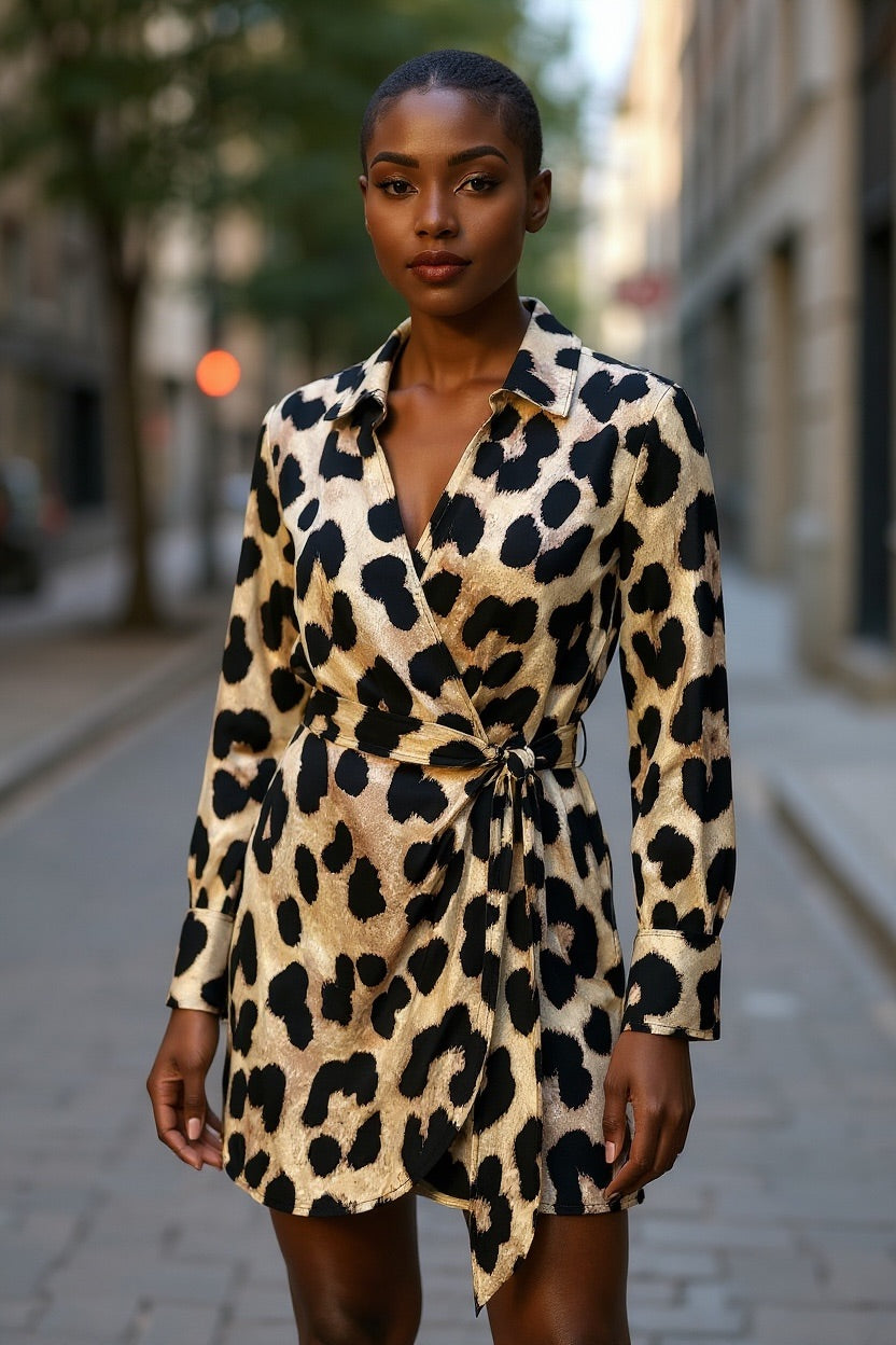 Leopard Luxe Wrap Mini Dress by H&M